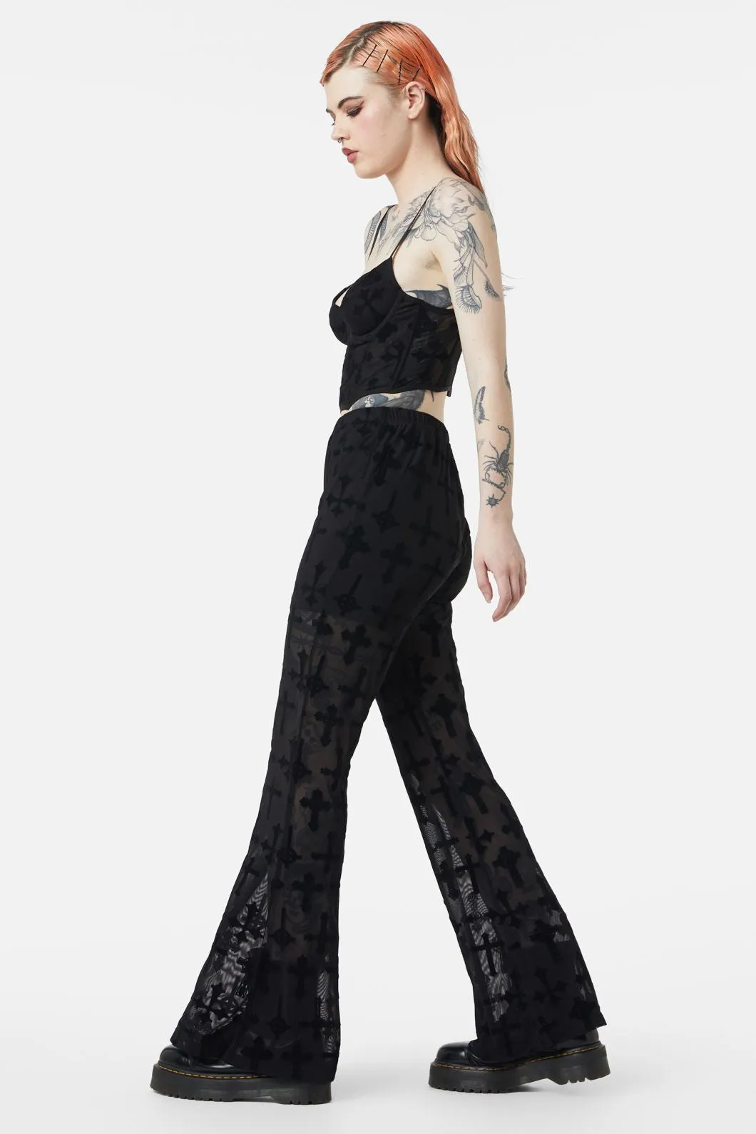 Vowed Flocked Mesh Corset