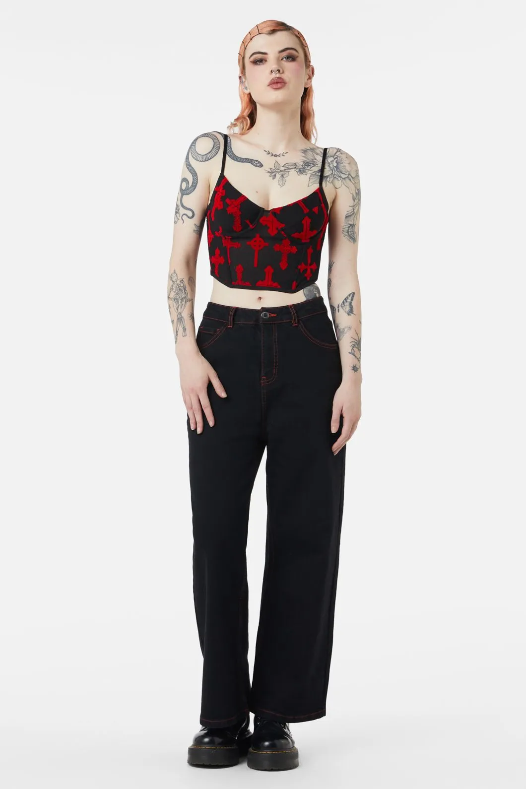 Vowed Flocked Mesh Corset