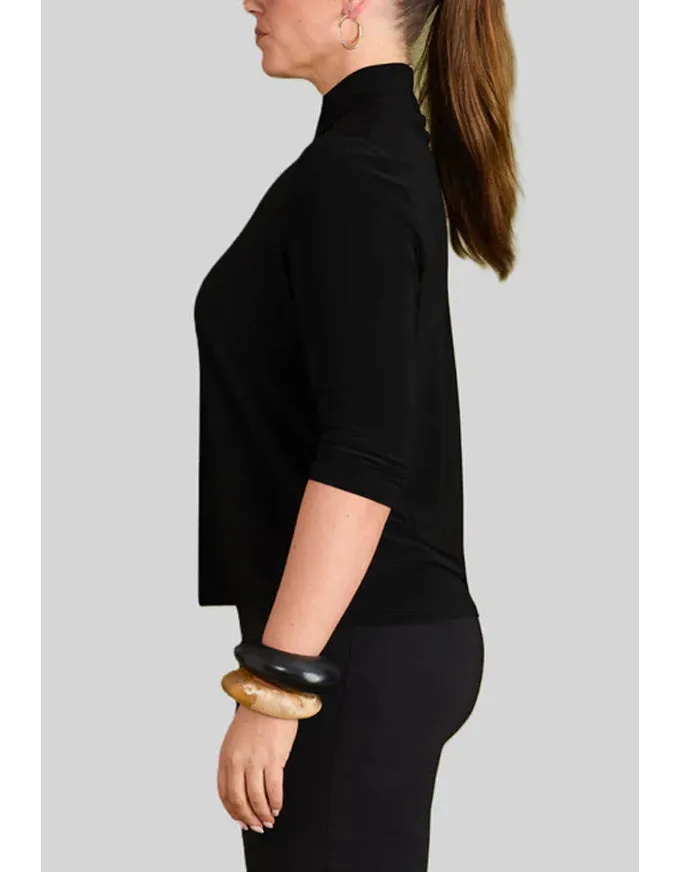 Voyager 3/4 Polo Top Black
