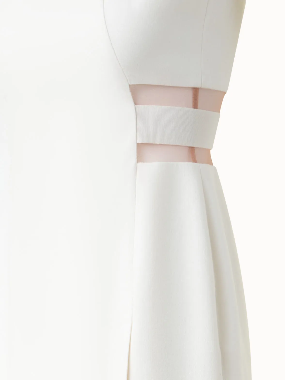 Waist Cut-Out Sheath Dress in Cotton Silk