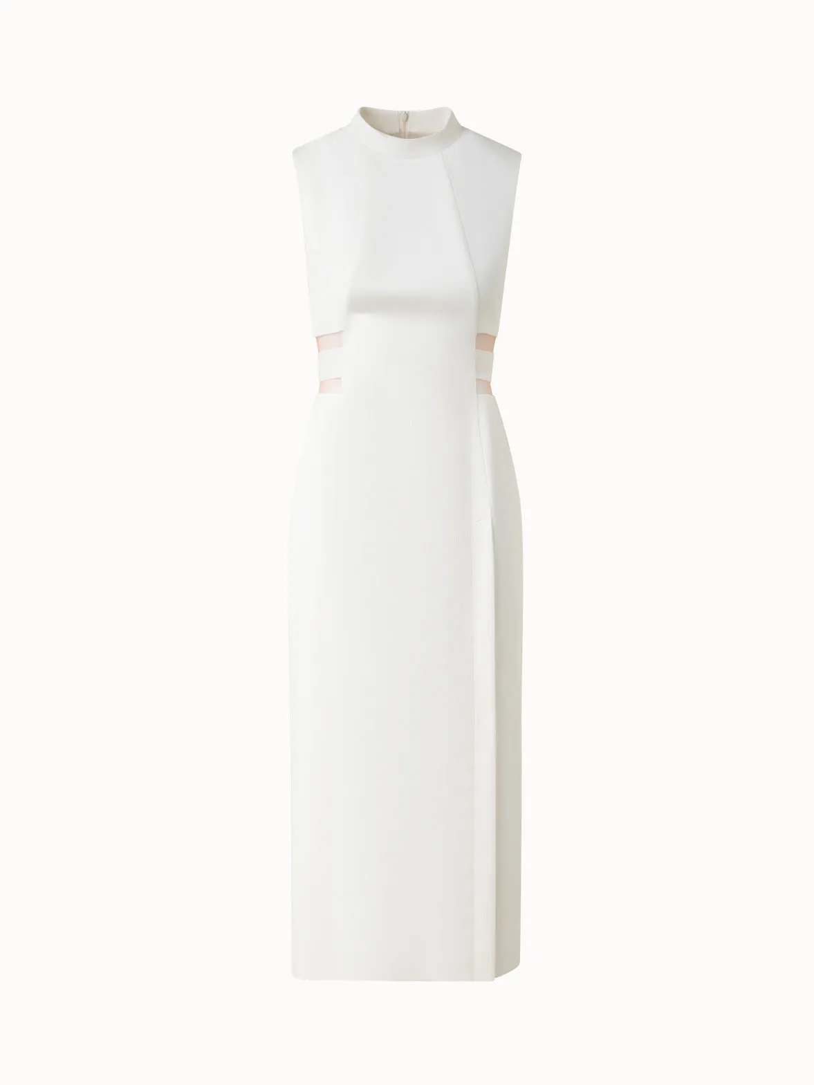 Waist Cut-Out Sheath Dress in Cotton Silk