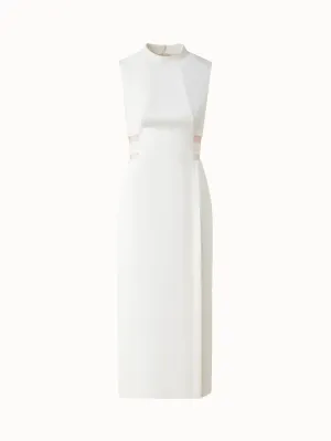 Waist Cut-Out Sheath Dress in Cotton Silk