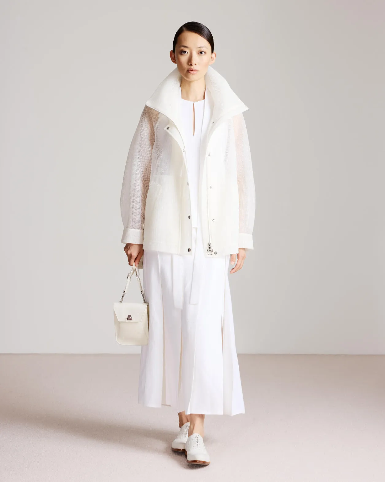 Water Repellent Parka in Sheer Techno-Grid