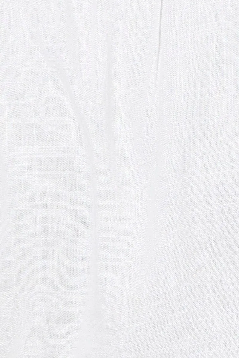White Peplum Blouse Short Sleeve Linen