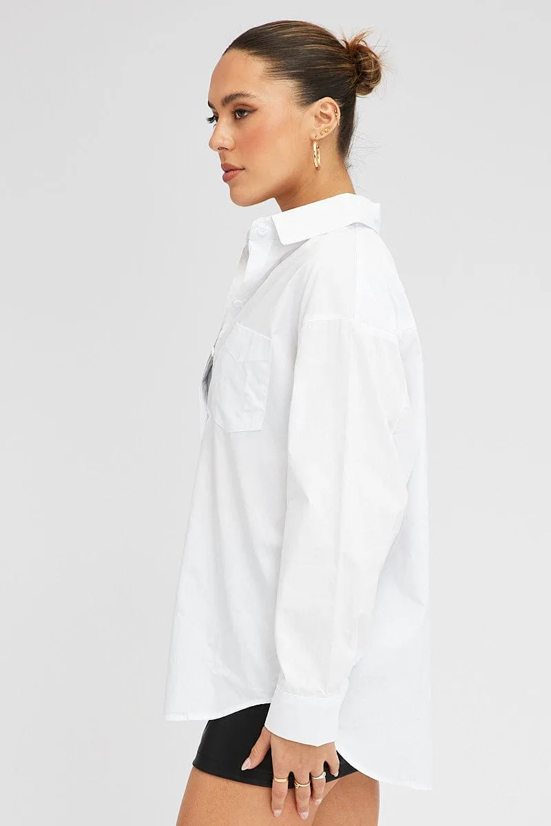 White Shirt Long Sleeve Collared Neck