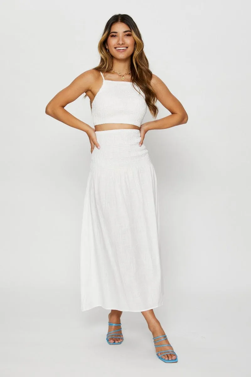 White Singlet Top Sleeveless Crop Square Neck