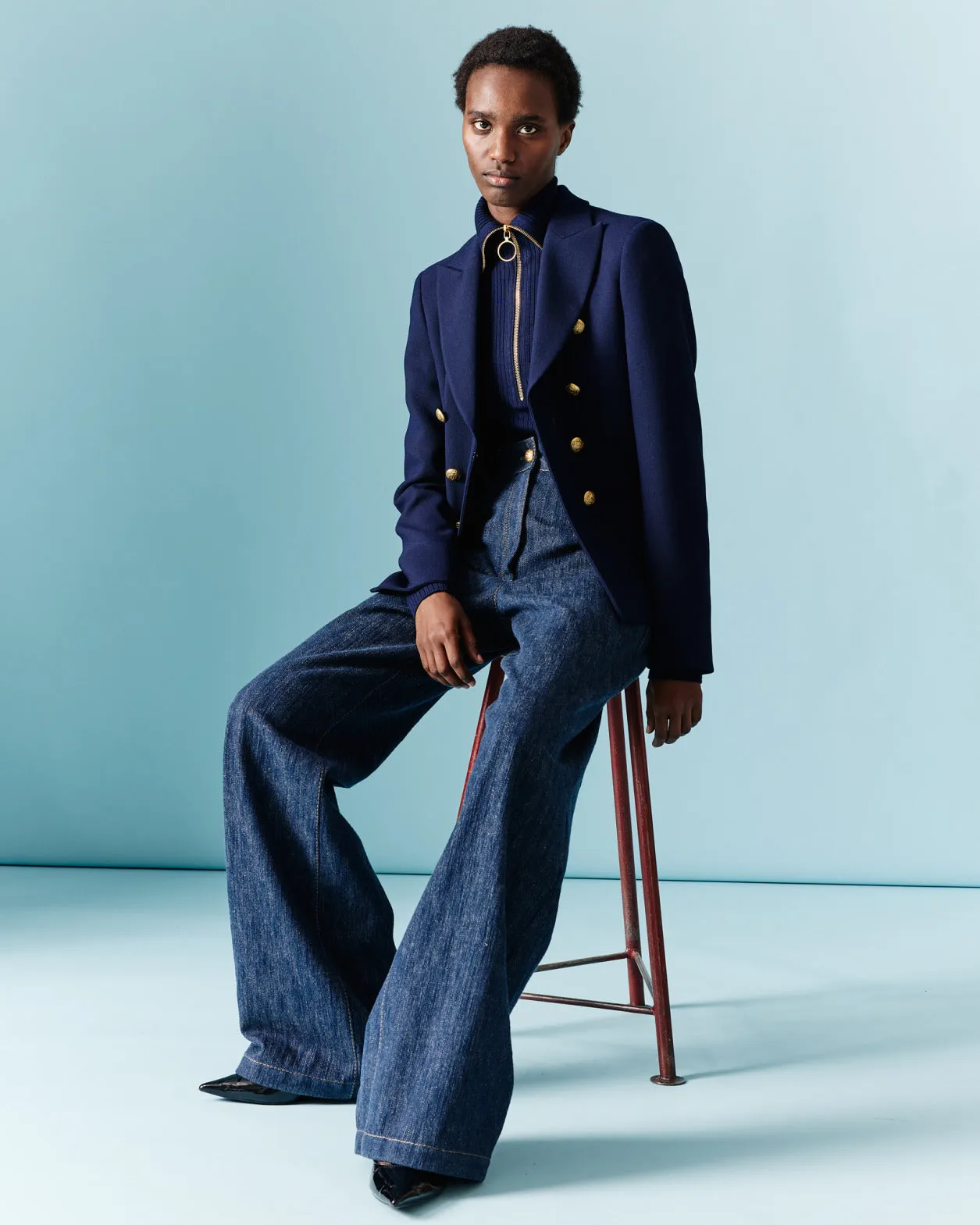 Wide Cotton Wool Denim Pants