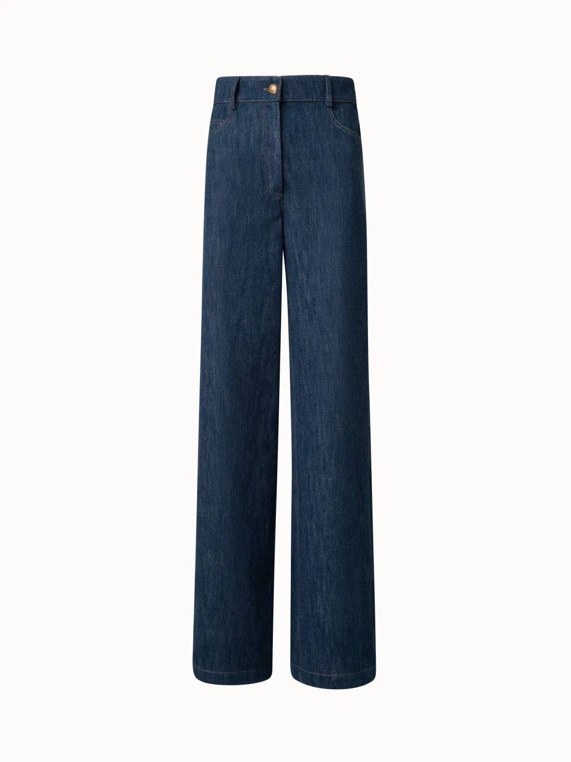 Wide Cotton Wool Denim Pants