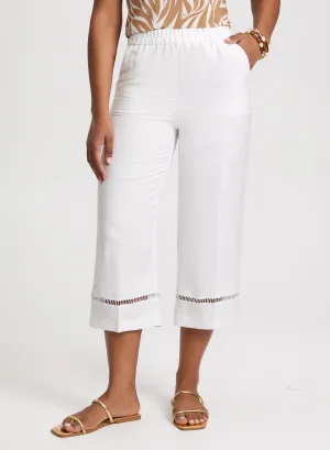 Wide Leg Linen-Blend Capris
