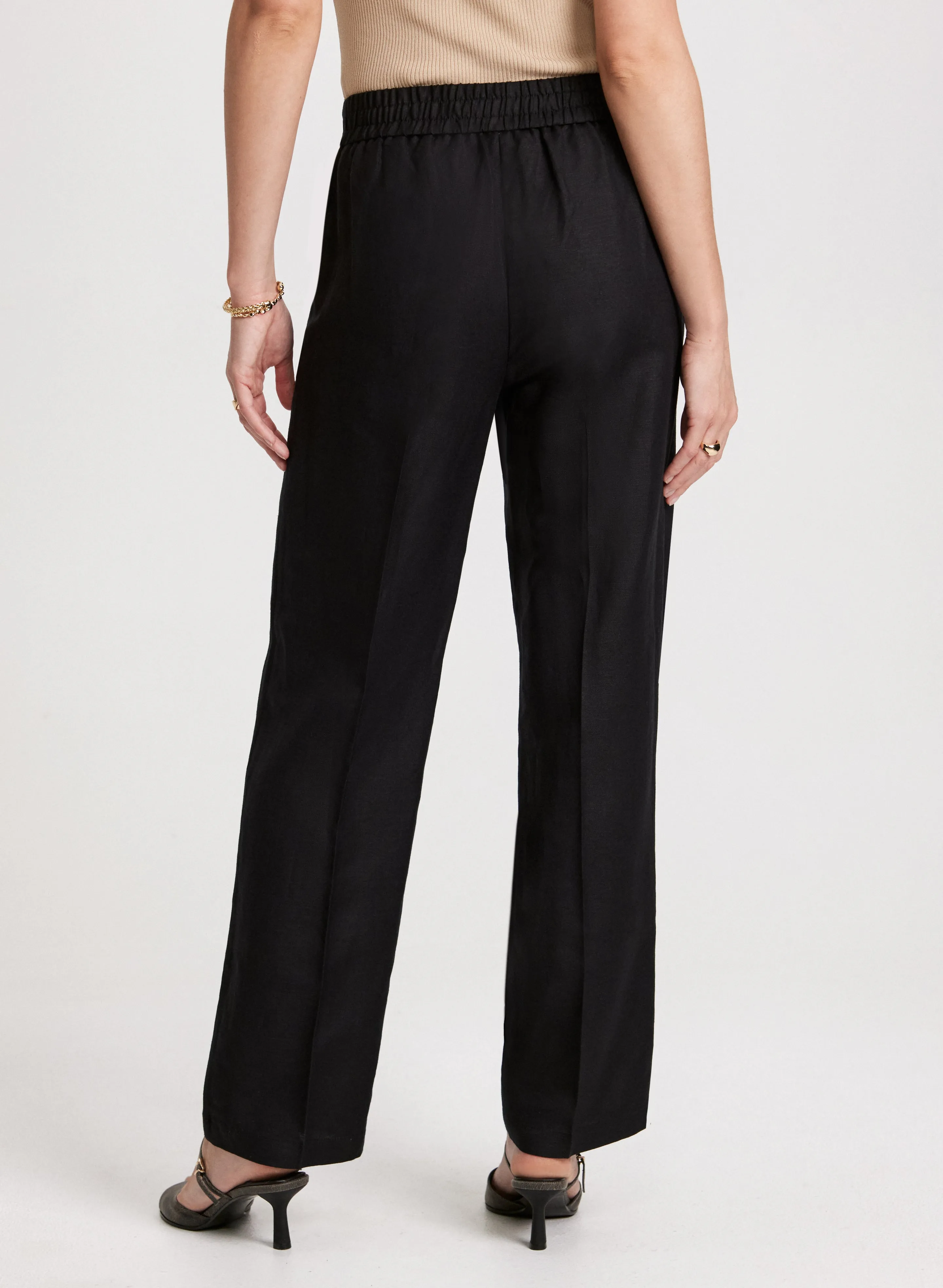 Wide Leg Linen-Blend Pants