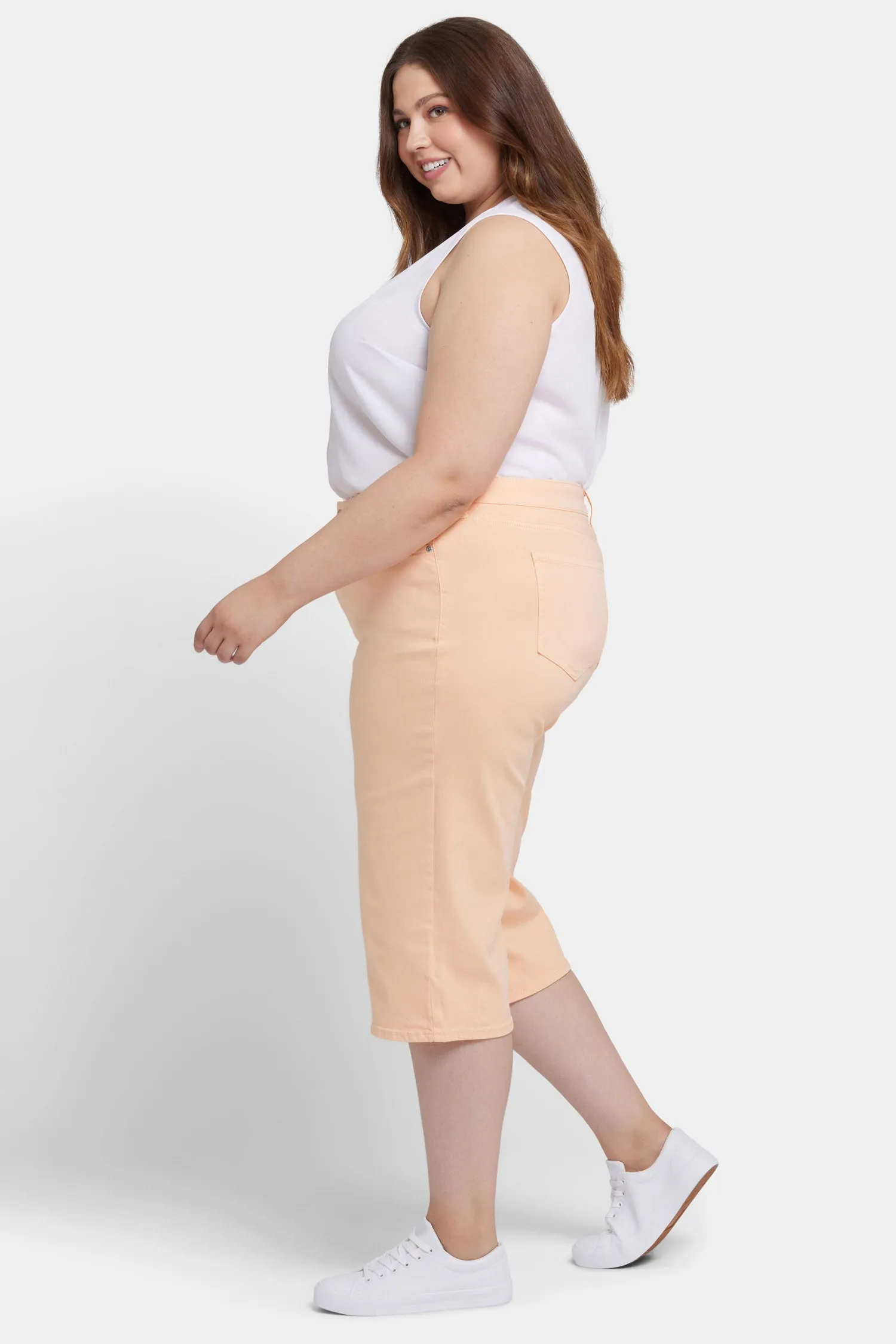 Wide Leg Pedal Pusher Jeans In Plus Size - Melon