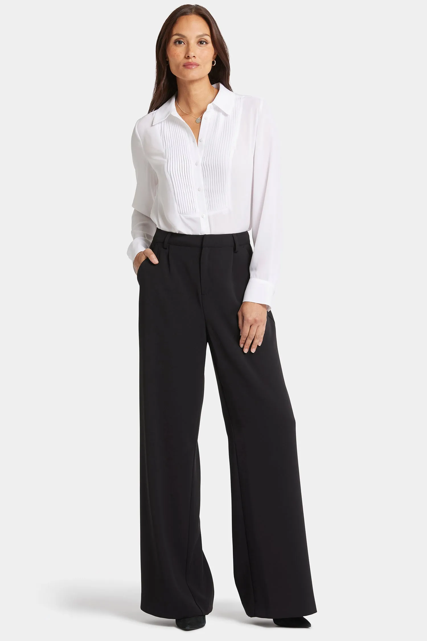 Wide Leg Trouser Pants - Black