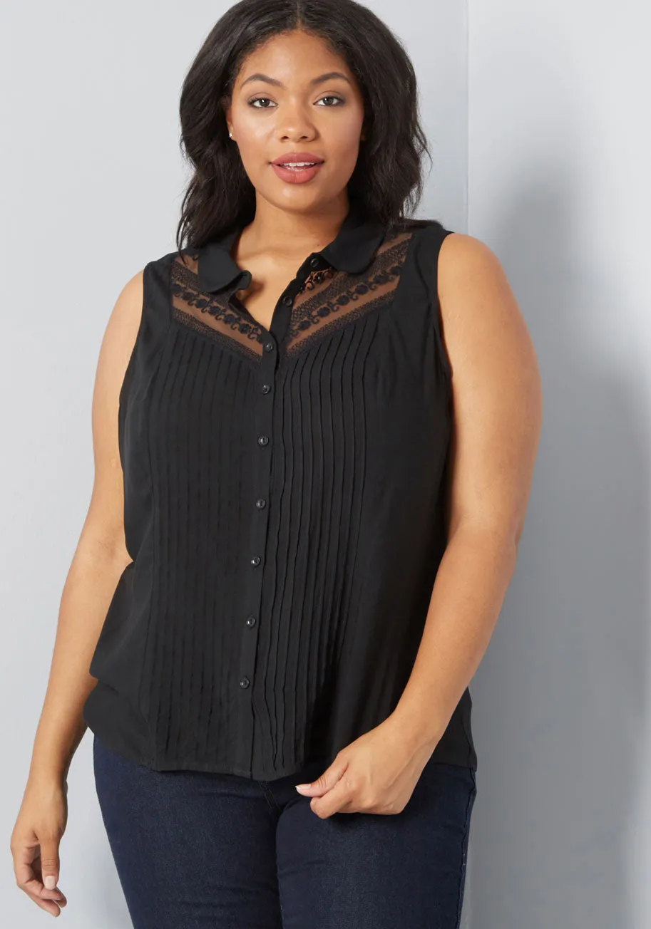 Winsome in the Willows Sleeveless Top in Black