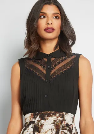 Winsome in the Willows Sleeveless Top in Black