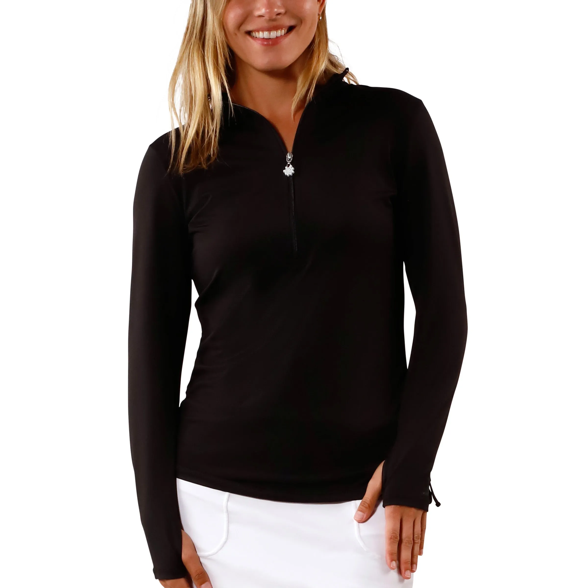 Women's Long Sleeve Half Zip Ruched Sun Shirt