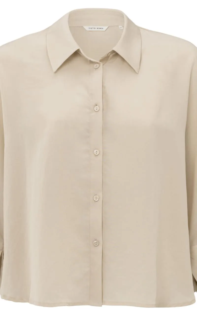 Yaya- Cropped Blouse in Rainy Day Beige