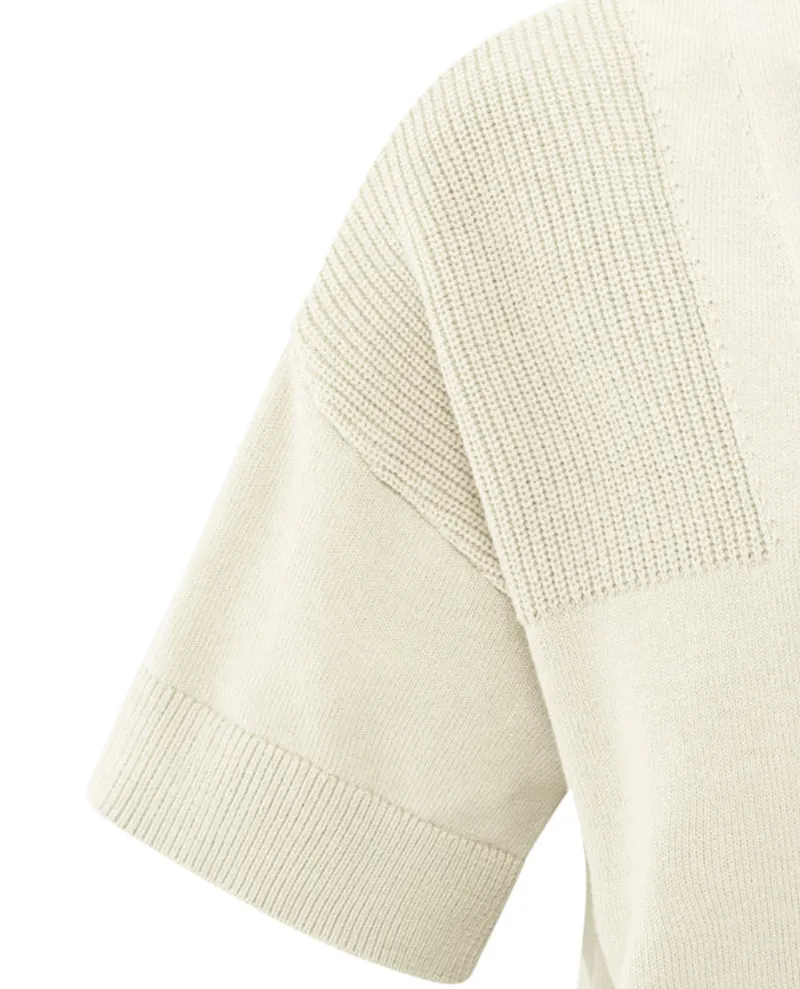 Yaya Off White Stitch Short Sleeve Cardigan