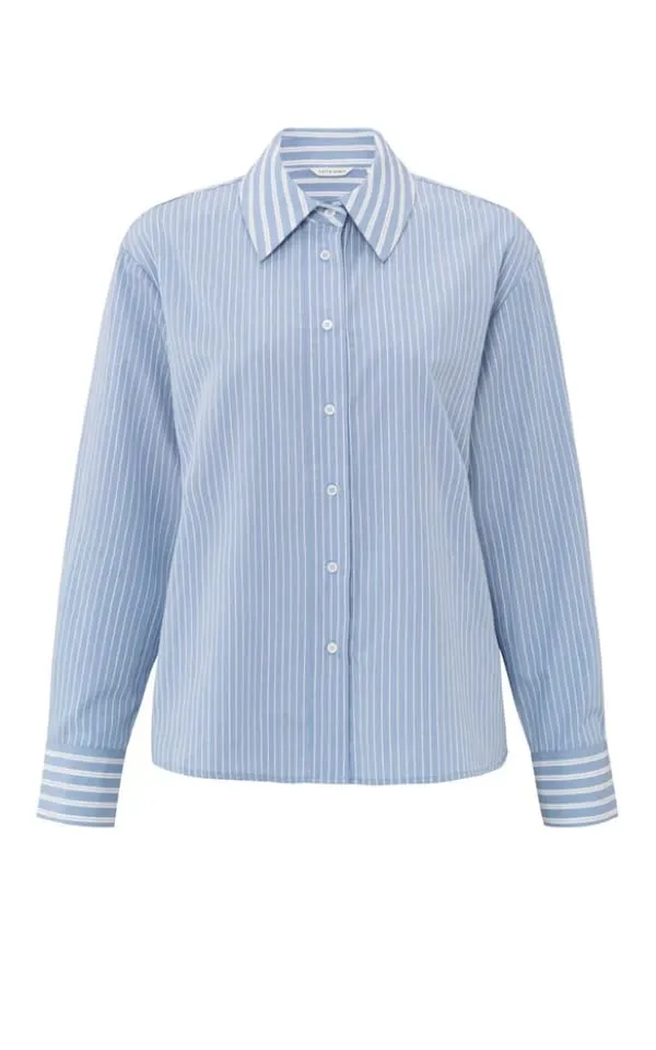 YAYA - Striped Oversized Shirt with Contrast Collar