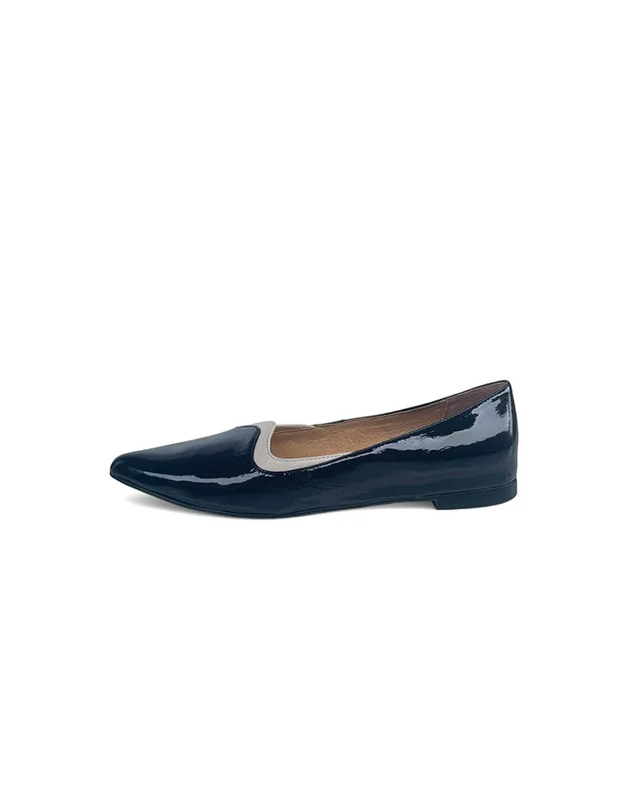 Yibbie Black/Milk Patent Leather Flats