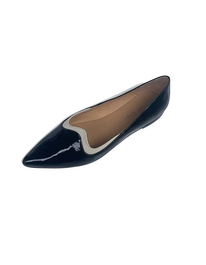 Yibbie Black/Milk Patent Leather Flats