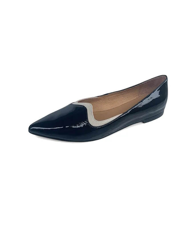 Yibbie Black/Milk Patent Leather Flats