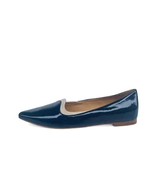 Yibbie Navy/Milk Patent Leather Flats
