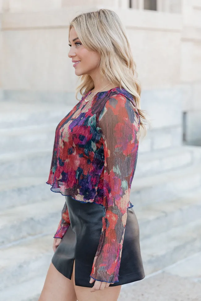 You're My Fave Shimmer Floral Print Blouse FINAL SALE