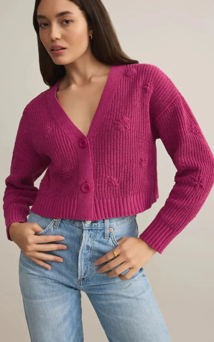 Z SUPPLY- Fleur Cropped Cardigan in Magenta