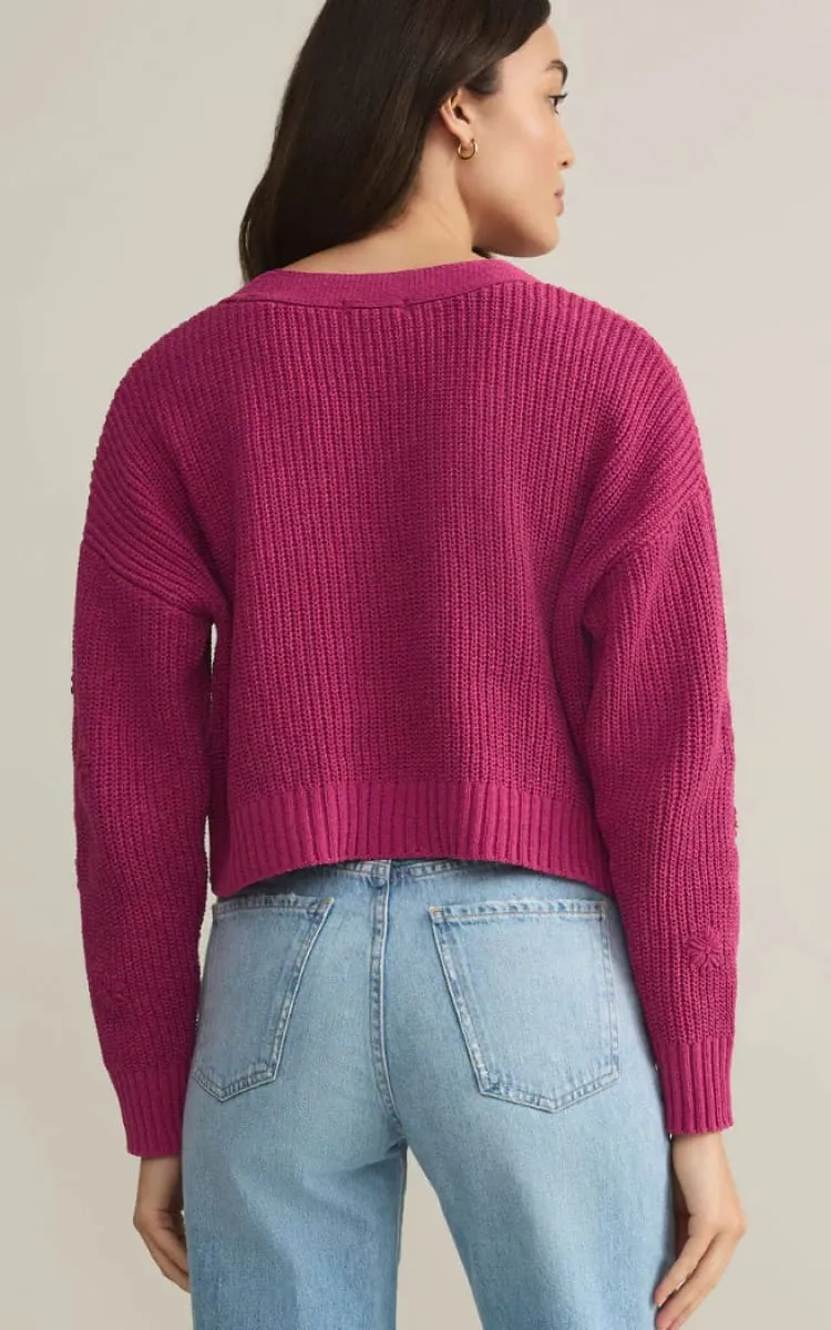 Z SUPPLY- Fleur Cropped Cardigan in Magenta