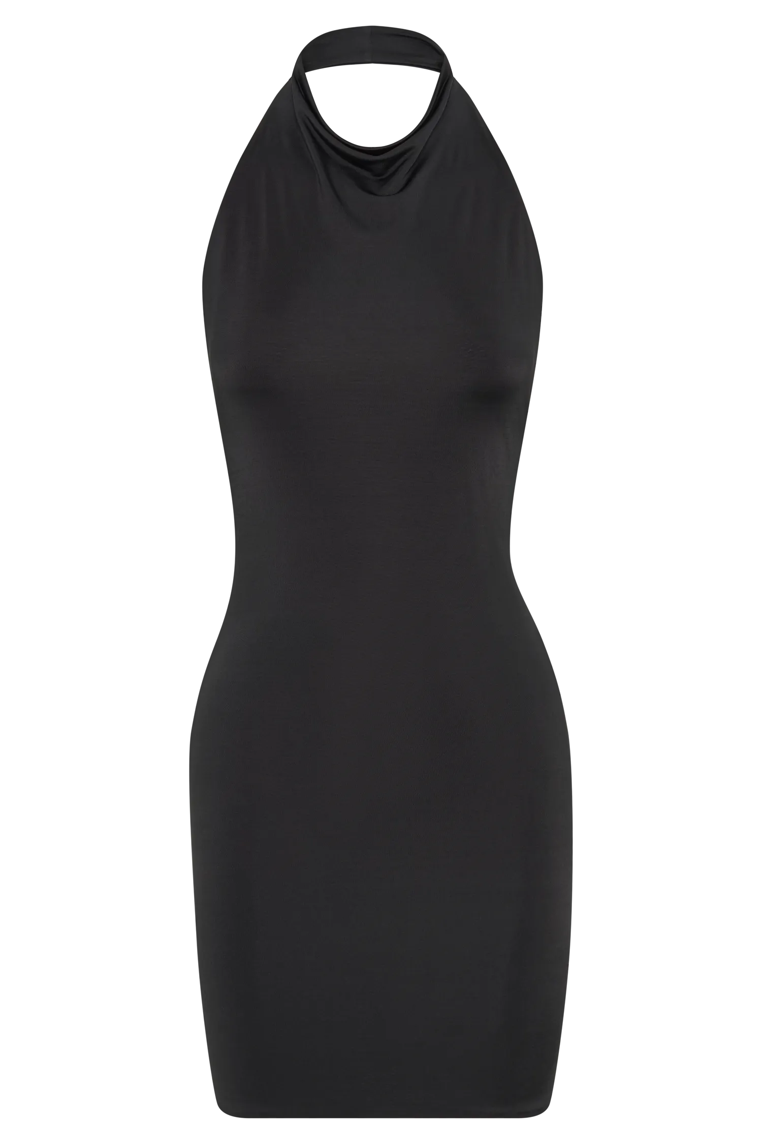 Zaida Slinky Halter Mini Dress - Black