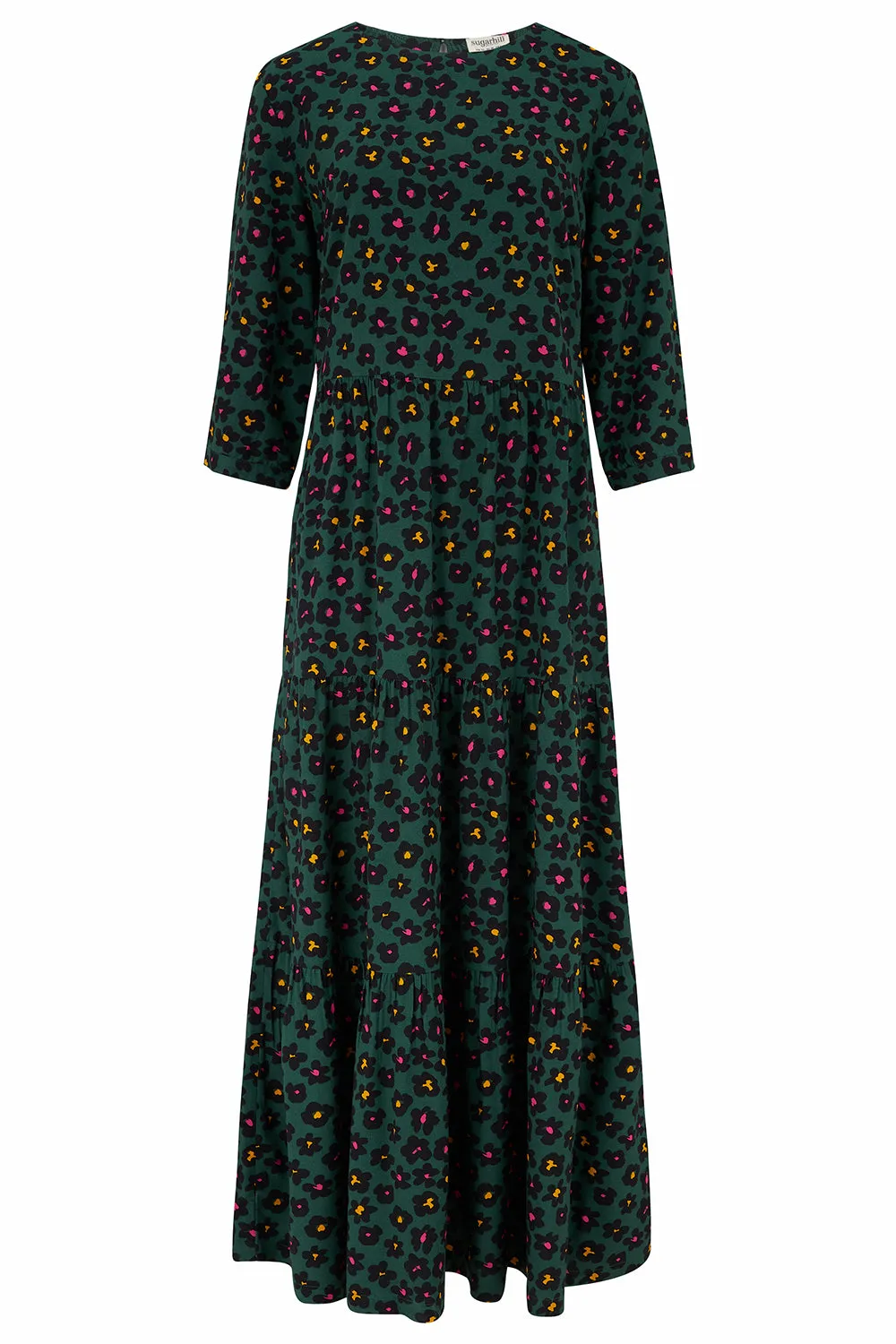 Zaina Tiered Maxi Dress -Green, Painted Floral