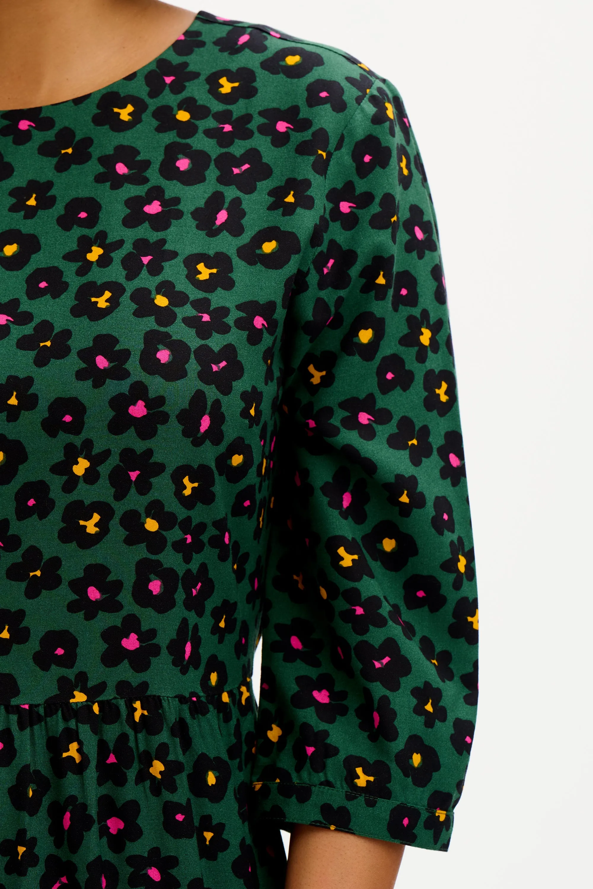 Zaina Tiered Maxi Dress -Green, Painted Floral
