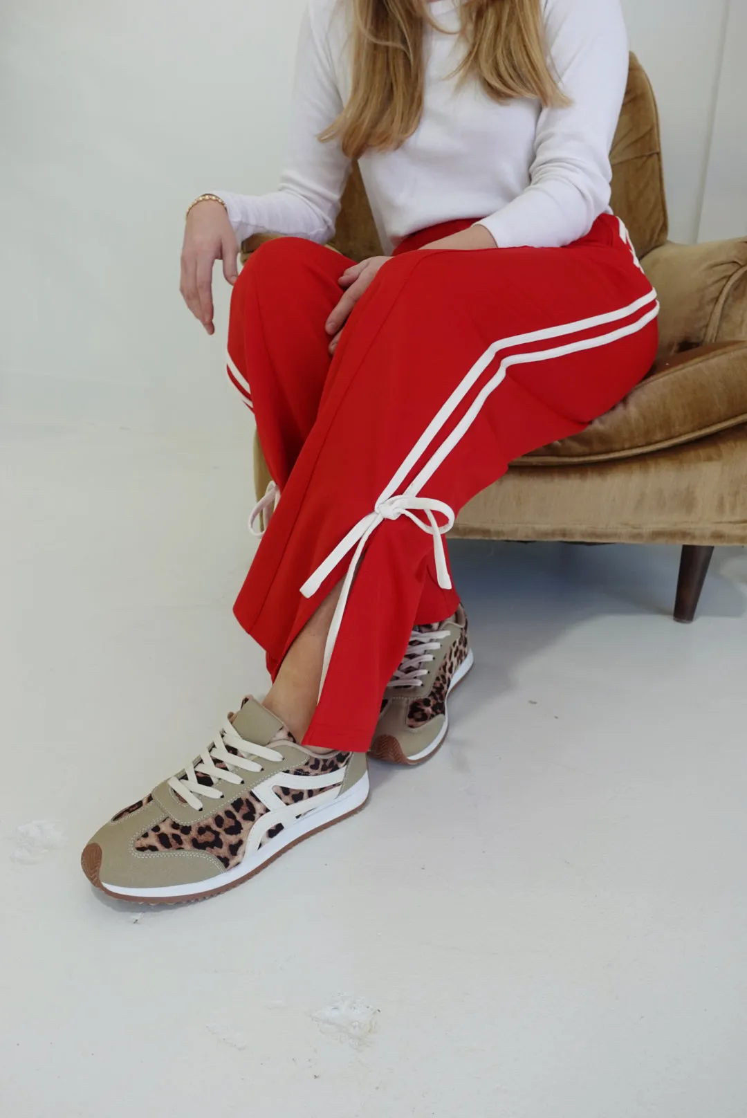 Zandra Track Pants - Red/ White
