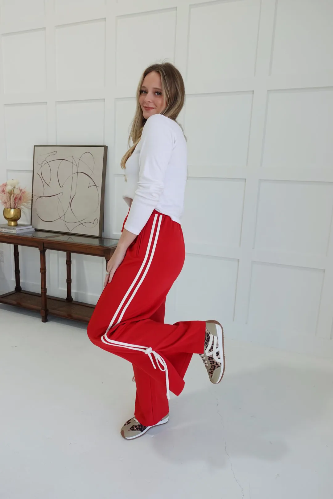 Zandra Track Pants - Red/ White
