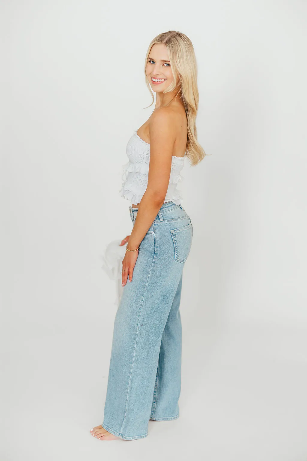 Zayne Cardigan and Strapless Tube Top And Sweater Set in Off-White