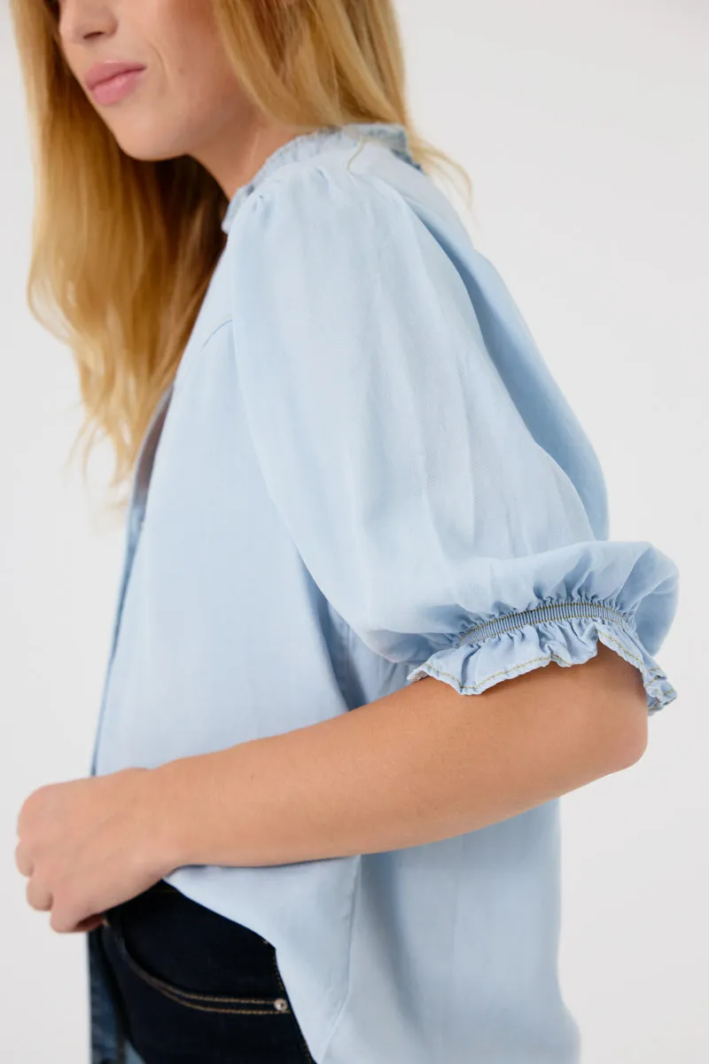 Zazie Short Sleeve Shirt (Light Blue Denim)
