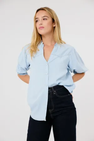 Zazie Short Sleeve Shirt (Light Blue Denim)