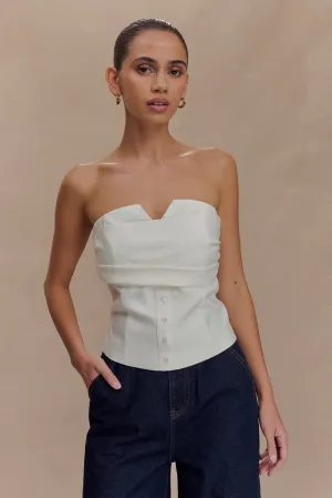 Zillah Strapless Cotton Top - White