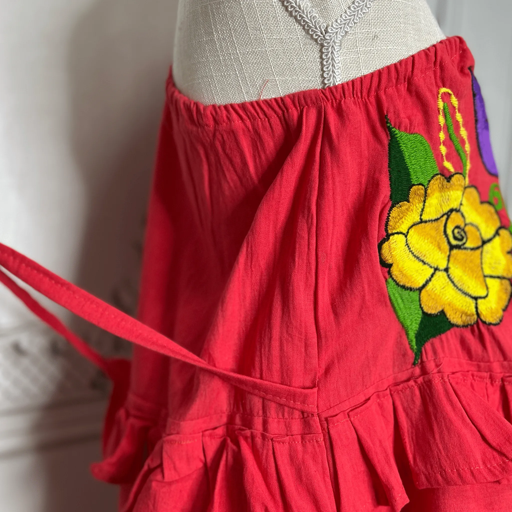 Zinia Mexican One Sleeve Ruffled Dress