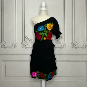 Zinia Mexican One Sleeve Ruffled Dress