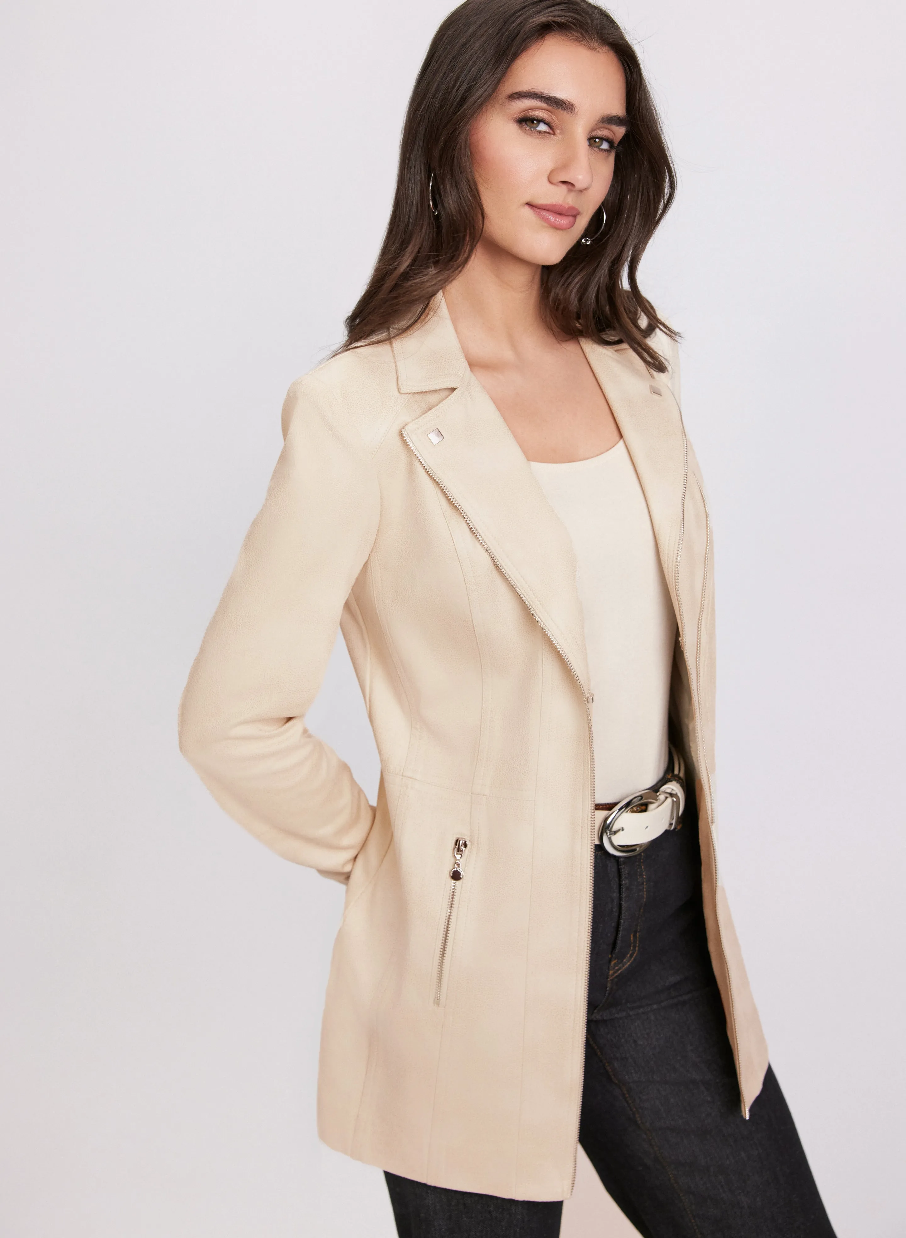 Zip Detail Redingote Jacket