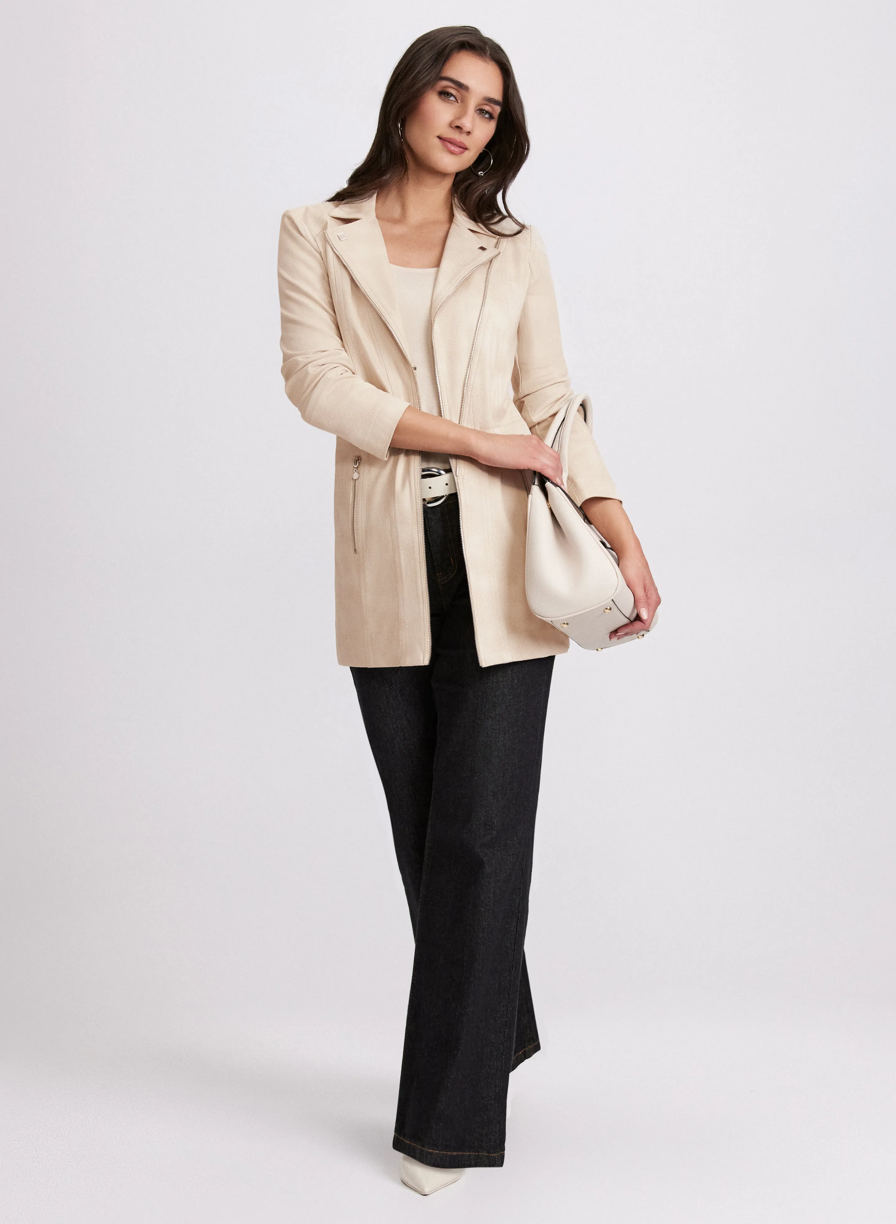 Zip Detail Redingote Jacket