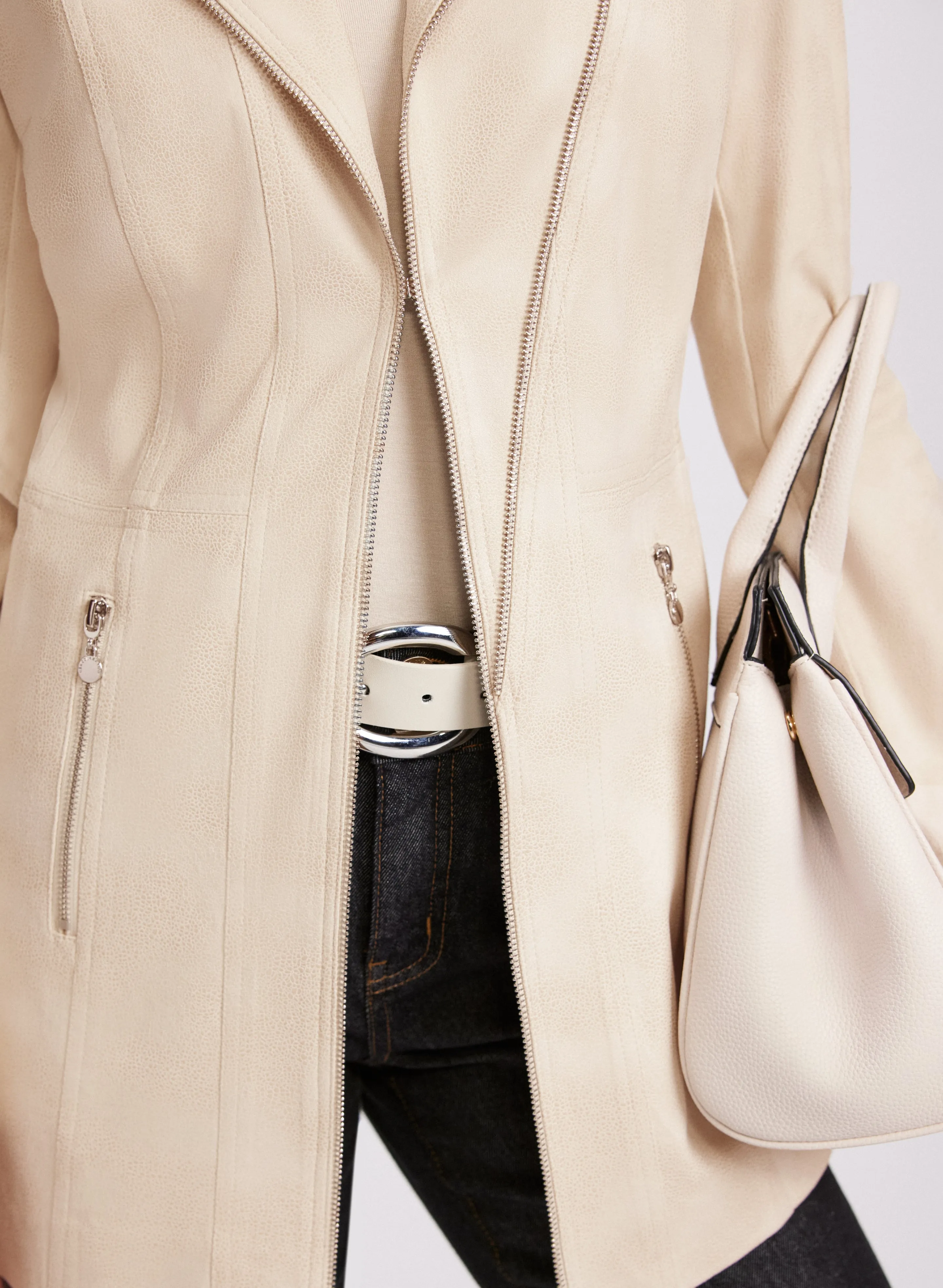 Zip Detail Redingote Jacket