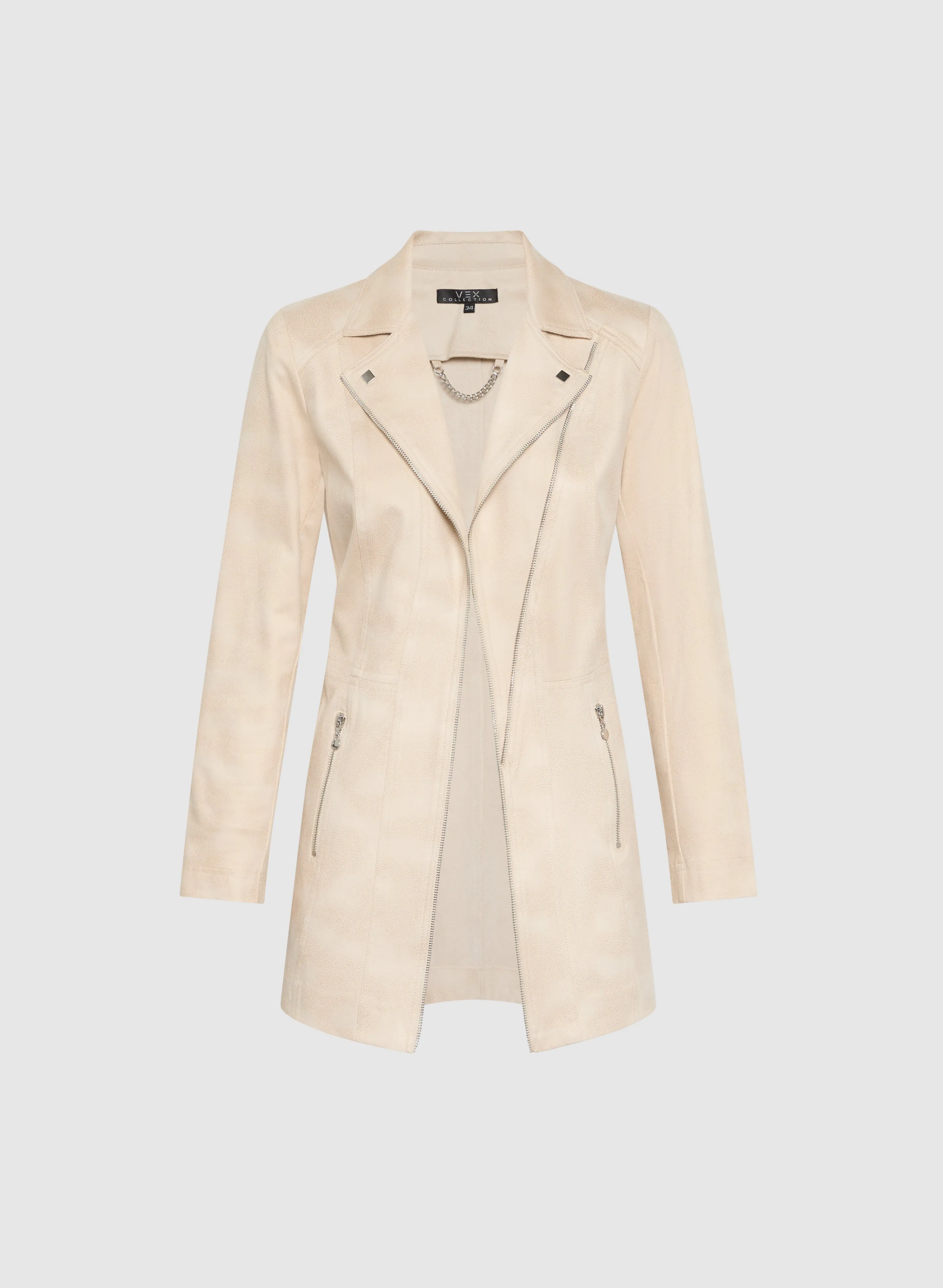 Zip Detail Redingote Jacket