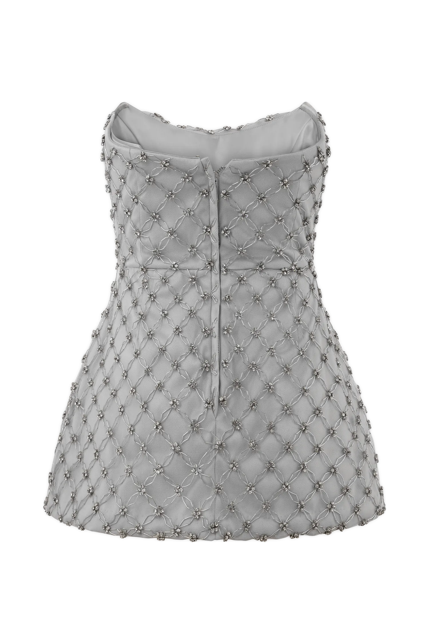 Zuri Hand Beaded Embellished Peplum Corset - Silver